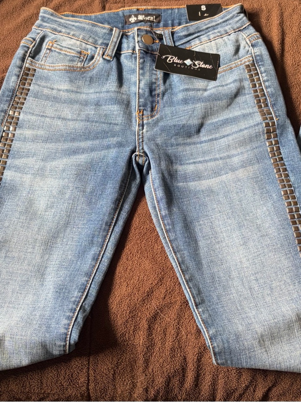 Vocal Light Blue Skinny Jeans with Side Studded Trim